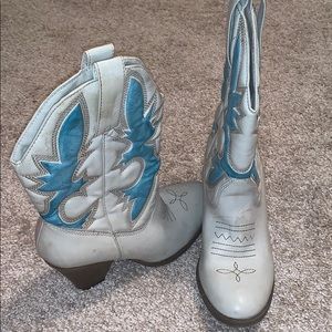 White and blue cowboy boots